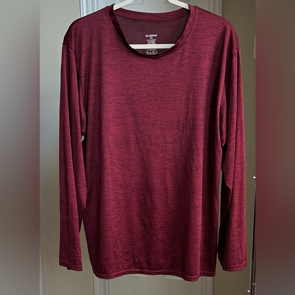 Real Essentials Men's Burgundy Long Sleeve Shirt